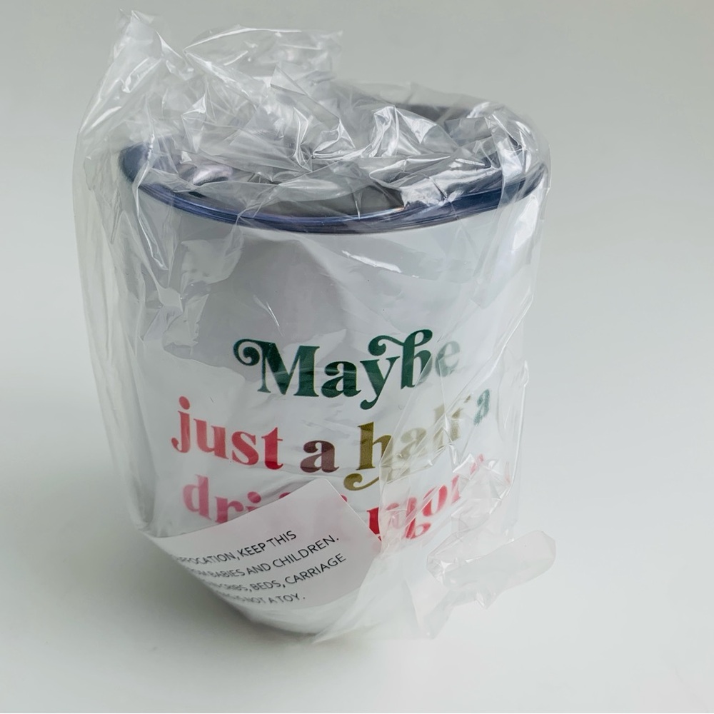 Wine Tumbler with Lid “Maybe Just A Half A Drink More” 12oz White NWT - Picture 7 of 11